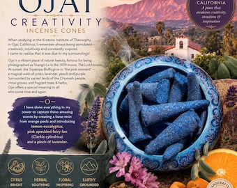 Ojai Valley Incense Cones, Lavender, Orange Peel Resin (20 Cones)