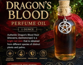 Dragon's Blood Perfume Oil, Ritual Anointing Oil with Pentacle Charm