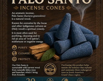 Palo Santo Incense Cones, Sacred Holy Wood, Cleansing