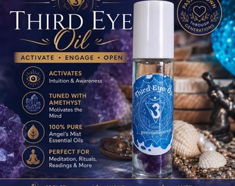 Third Eye Chakra Oil, Psychic Awareness Blend, Amethyst Infused Roll On