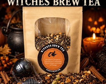 Witches Brew Herbal Tea, Spiced Orange, with Crystal Tea Ball