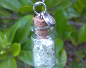 Fairy Bottle Necklace, Fairy Jewelry, Fairy Pendant with Crystal Dust, Faery Vial, Faery Magick, Cork Bottle, Fairy Glass Bottle, Pixie Dust