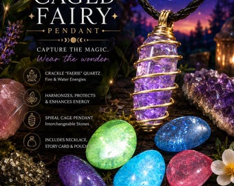 Caged Crackle Quartz Fairy Pendant Necklace