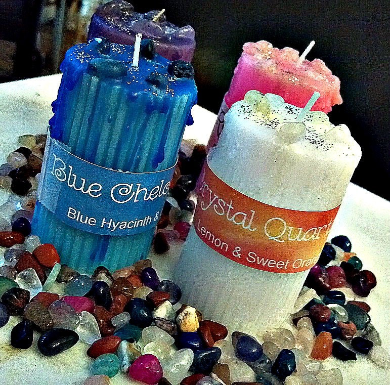 Candles With Crystals Gemstone Candles Crystal Candles Etsy