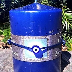 Protection Candle, 2 in 1 Candle, Evil Eye Bracelet, Protection, Candle with Lavender, Cypress, Quartz Crystal, 3x3 Candle, Scented Candle