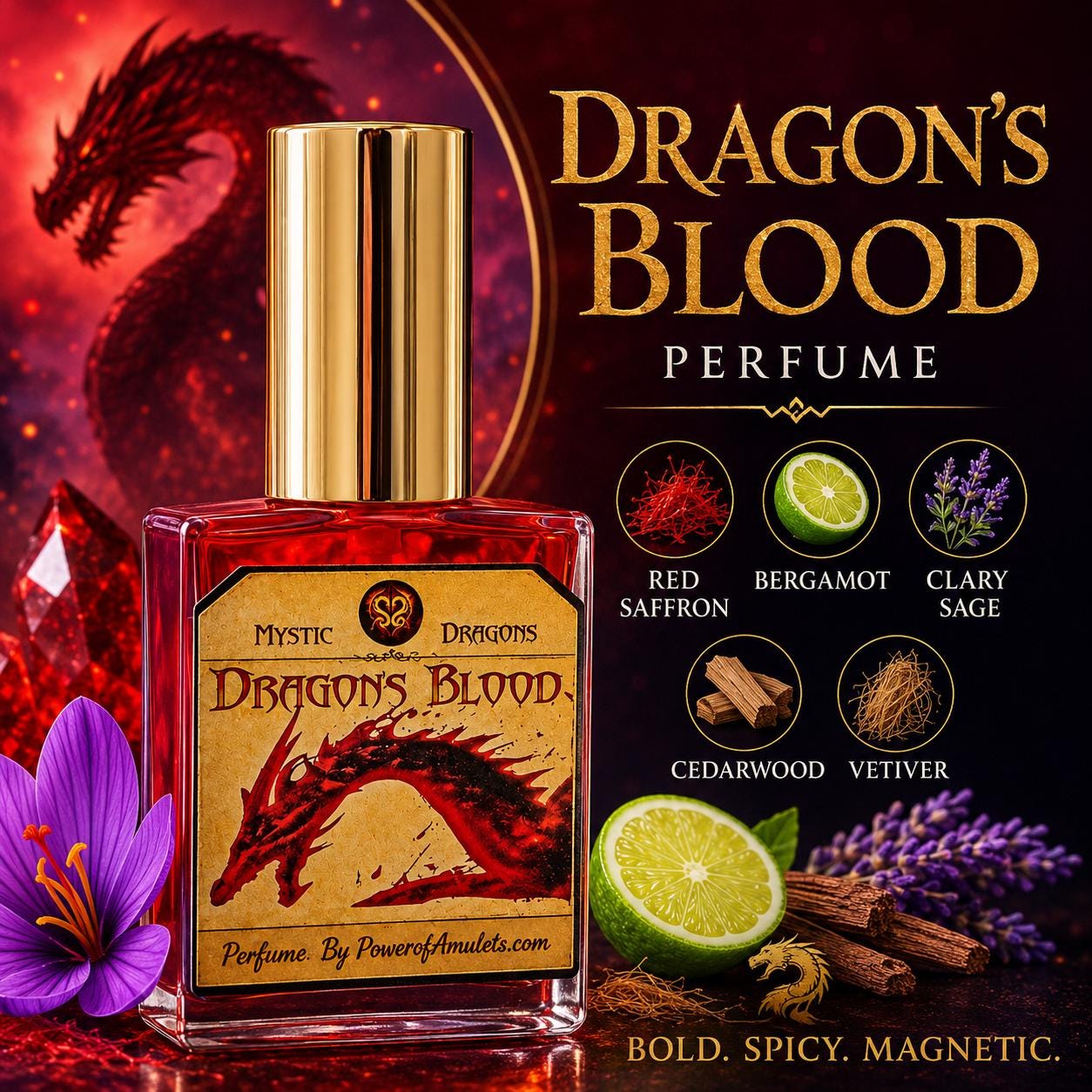 Dragon's Blood Perfume, Celtic Inspired, Spicy Saffron Scent - Etsy