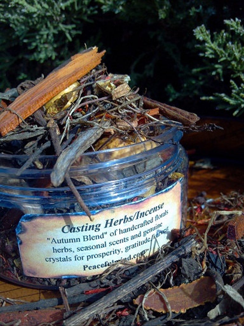 Casting Herbs Herbal Incense Fall Incense With Crystals Etsy