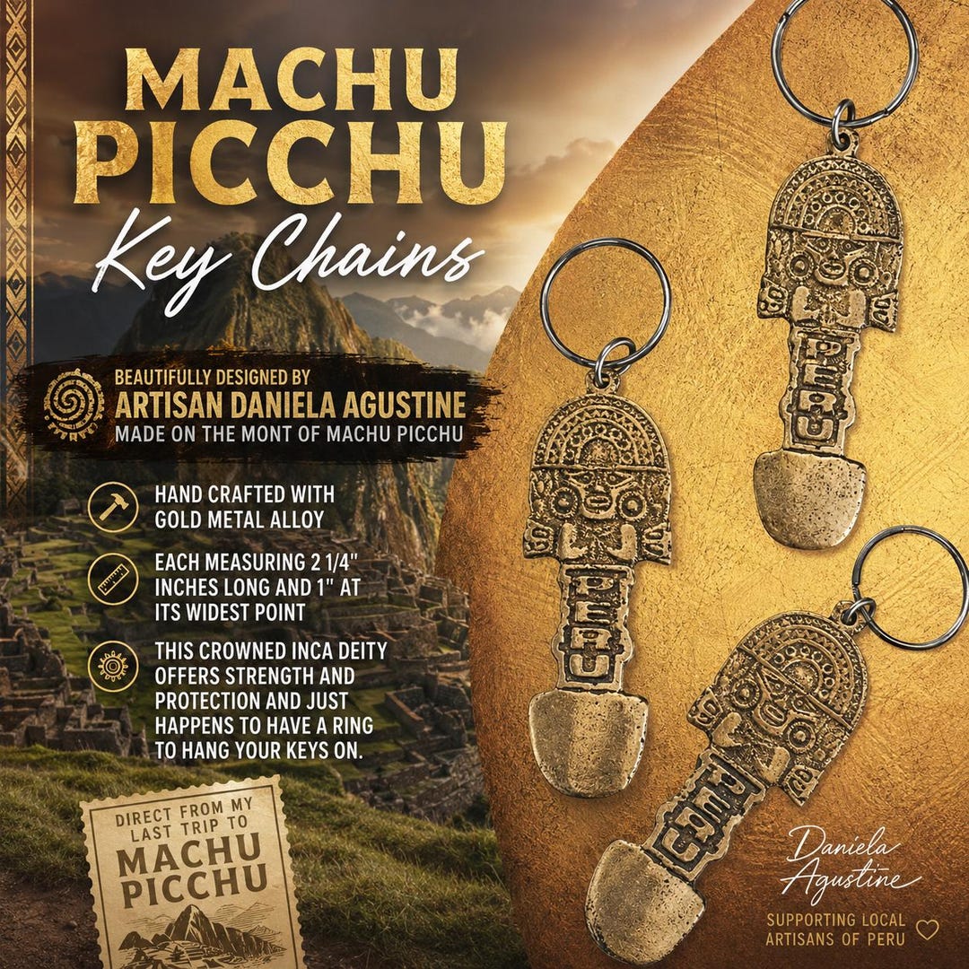 Machu Picchu Inca Key Chain, Gold Metal Alloy, Peruvian Gift - Etsy