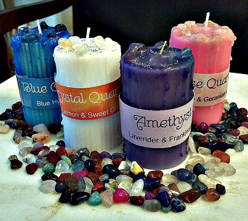 Candles With Crystals Gemstone Candles Crystal Candles Etsy