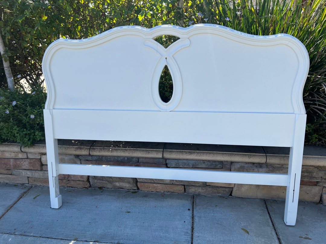 Vintage White French Full Headboard Bedroom Furniture Farmhouse ...