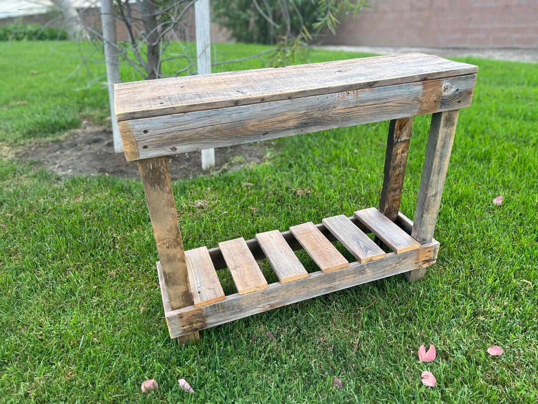 Vintage Reclaimed Wood Farmhouse Console Table Side Table Wood Etsy