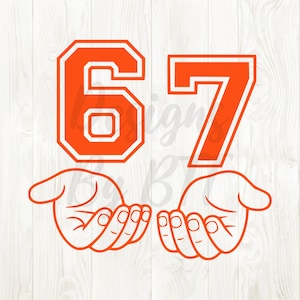 orange 67 svg, 67 händer png svg, nummer 67 png, nummer 6 7 svg, 67 händer digitalt, 6 7 sport png, six seven sportlogotyp, 6 7 hand svg, 67 png