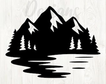 mountain lake svg, mountain lake clipart, mountain png svg, mountain silhouette svg, mountain digital download, mountain vector, mountains