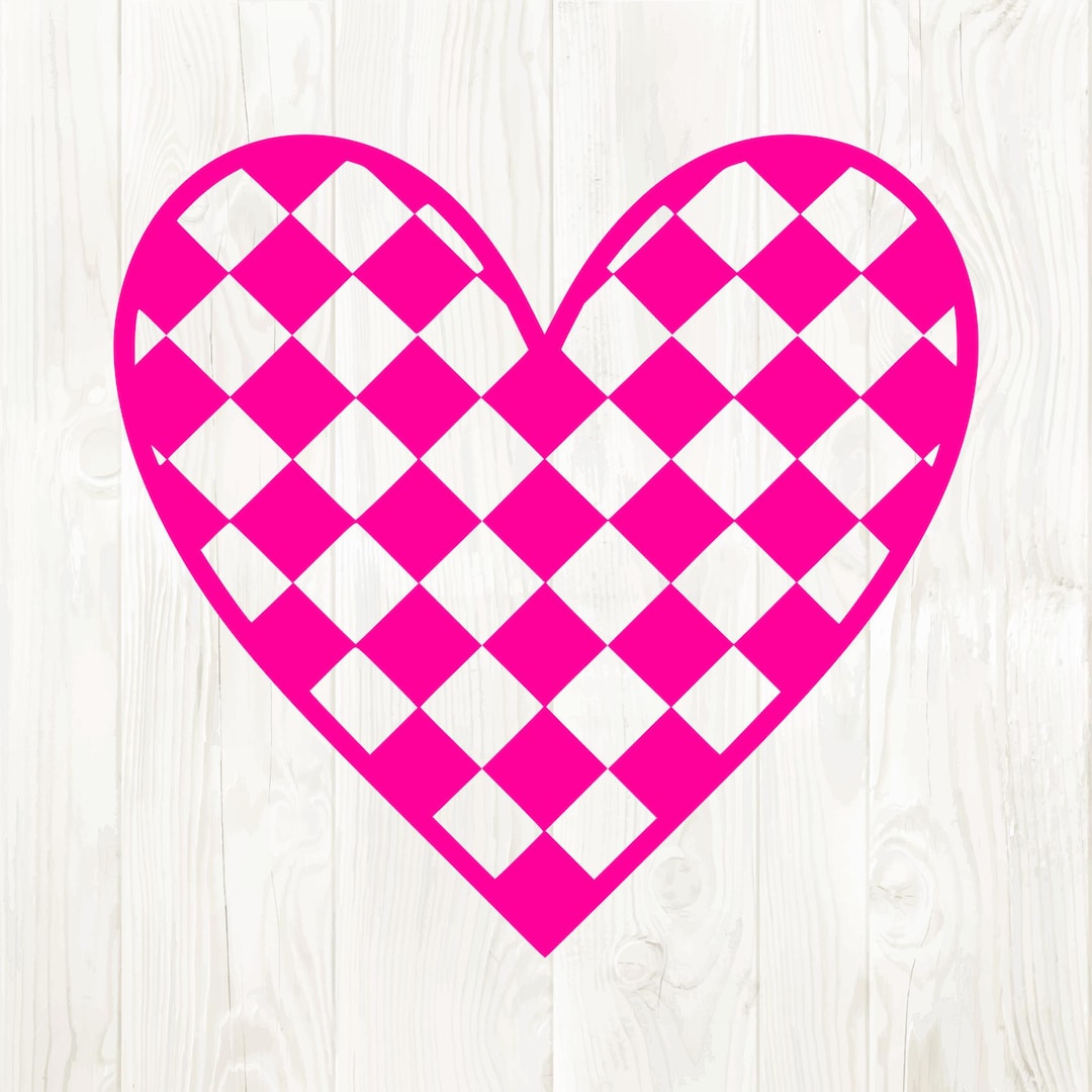 Pink Checkered Heart Png, Checkered Heart Svg, Checkered Heart Digital ...