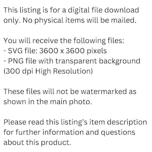 K&ouml;nnte beinhalten: Text auf wei&szlig;em Hintergrund, der ein digitales Datei-Download-Angebot beschreibt. Es werden eine SVG-Datei (3600 x 3600 Pixel) und eine PNG-Datei mit transparentem Hintergrund (300 dpi) angeboten. Die Dateien sind nicht mit Wasserzeichen versehen.