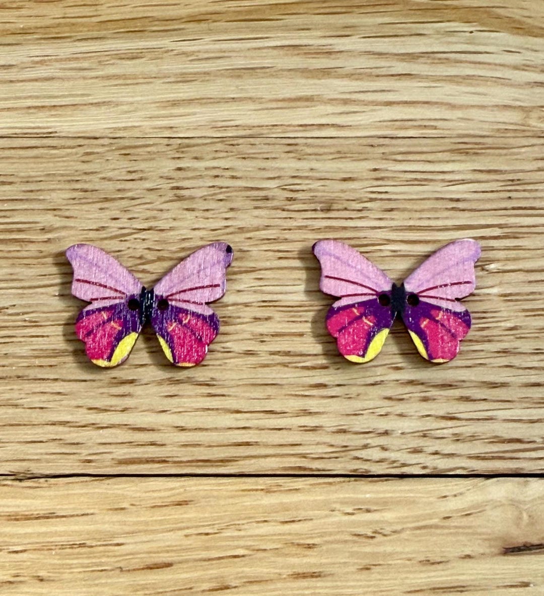 2 Pink Wood Butterfly Buttons, Butterfly Buttons, Wood Buttons, Pink ...
