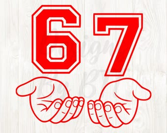 67 red hands Christmas, 67 numbers png, 67 numbers svg, sports 67 svg png, 67 hands svg, 67 sports png, 6 7 sport png, six seven sports logo