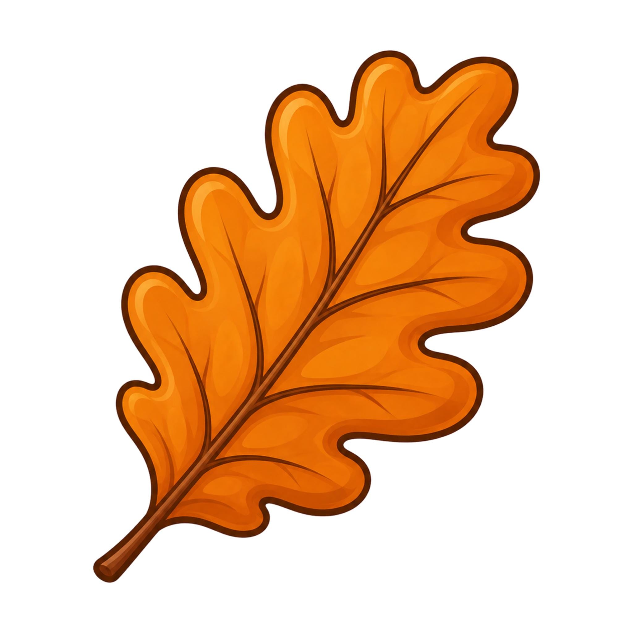 Oak Leaf PNG, Autumn Fall Clipart, Orange Illustration, Woodland Nature Graphic, Cozy Seasonal Sticker Design, School Sublimation Download