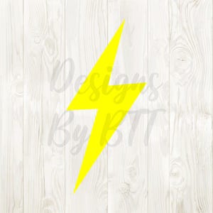 Peut inclure: Un graphique de foudre jaune vif sur un fond de bois blanc.