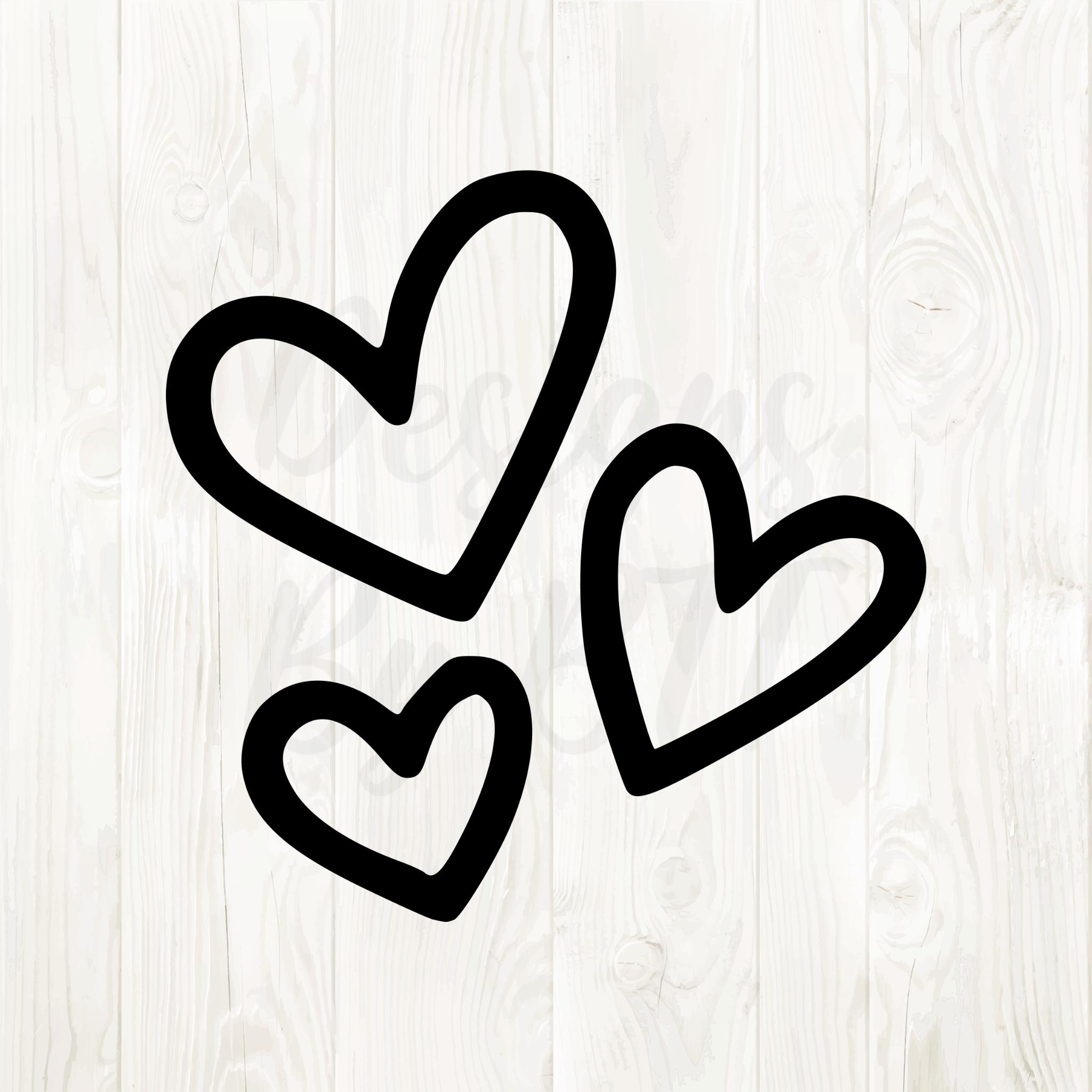 Three Hearts Svg, Png Hearts, Hearts Drawings, Hearts Doodle Clipart ...