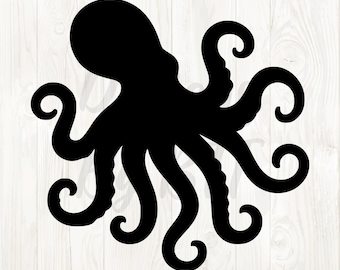 Silueta de pulpo, silueta de pulpo SVG, pulpo PNG, clipart de pulpo, pulpo SVG lindo, descarga digital de pulpo, archivo vectorial de pulpo