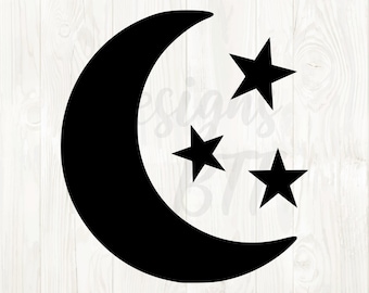 Luna y estrellas SVG, luna y estrellas PNG, imágenes prediseñadas de luna y estrellas, archivo SVG de luna y estrellas, descarga digital de luna y estrellas, imágenes prediseñadas de luna y estrellas