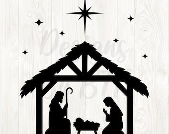 nativity scene svg file, nativity scene silhouette png, nativity scene clipart, nativity scene digital file, nativity scene vector, nativity