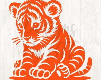 赤ちゃんトラ svg、赤ちゃんトラ png、赤ちゃんトラ クリップ アート、トラの子 svg、トラの子 png、トラのデジタル ダウンロード、かわいいトラのクリップ アート ベクター、トラ