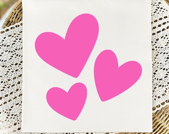 Corazones rosas PNG SVG, lindos corazones de amor para San Valentín, diseño de sublimación, digital, fondo transparente, uso comercial, descarga instantánea.