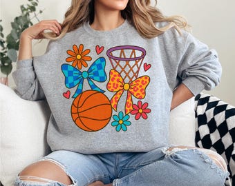 colorful basketball png, basketball bow png, basketball digital download, basketball clipart png, cute basketball design, basketball graphic