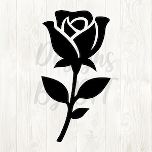 rose svg, rose png, rose silhouette svg, rose clipart png, rose with stem svg, rose png download, rose vector, rose digital download, roses