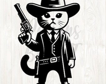 cowboy kat svg, cowboy kat png, cowboy kat illustraties, kat cowboy png, western kat png, western kat svg, kat met hoed, kat met hoed png-bestanden