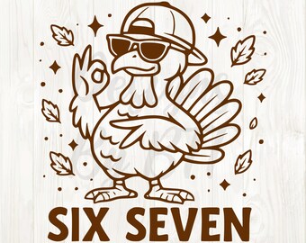 6 7 fall png file, six seven fall svg, 67 Thanksgiving svg, 6 7 meme Thanksgiving png, 67 Thanksgiving turkey png, six seven turkey design