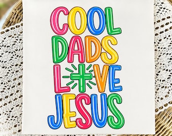 Camiseta para papás geniales con diseño de Jesús en formato PNG. Diseño colorido para sublimación. Gráfico con fondo transparente, para uso comercial y descarga instantánea.
