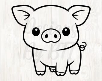 Cerdito SVG PNG, cerdo lindo PNG, cerdo SVG, contorno de cerdo, clip art de cerdito, descarga digital de cerdo, clipart de silueta de cerdo, diseños de cerdo, imagen de cerdo
