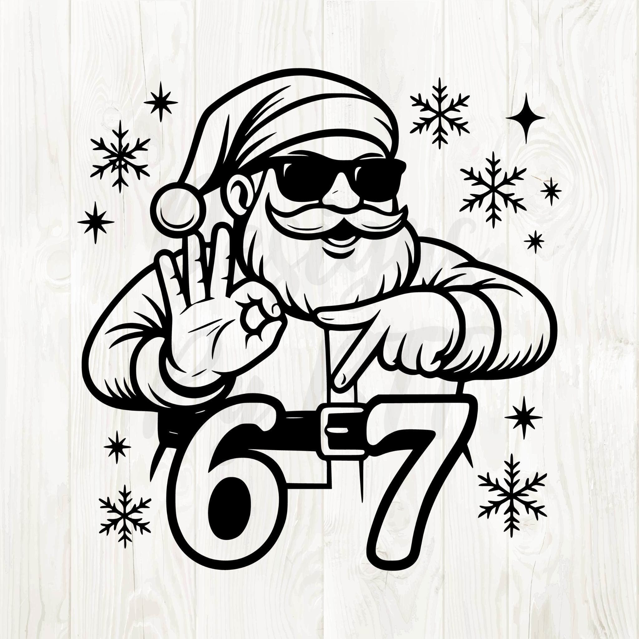 67サンタのSVG、サンタクロース67のPNG、67ミームクリスマスのPNG、67