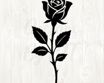 rose stem svg, rose silhouette svg, rose clipart png, rose silhouette vector, rose digital download, rose images, rose vector file, png rose