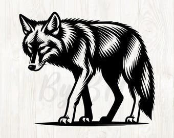 coyote png, coyote svg, clip art coyote, immagine coyote, download digitale coyote, grafica coyote, design coyote, vettore coyote, contorno coyote
