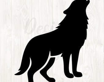 遠吠えするオオカミのシルエット SVG、クリップアート、カットファイル