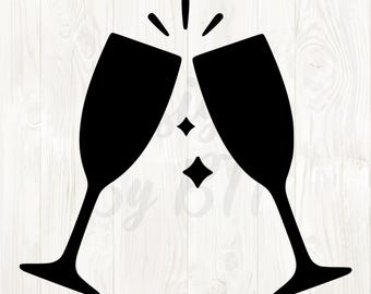 cheers silhouette svg, cheers svg, cheers png, cheers clipart, cheers digital download, cheers image, cheers clip art, champagne flutes svg
