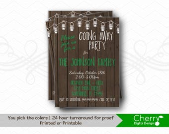 sunflower rustic wood going away party invitations printed etsy