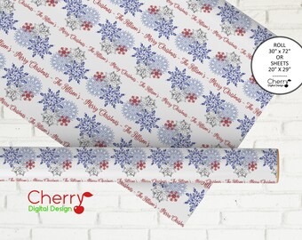 Personalized Chinoiserie Snowflake Christmas Wrapping Paper | Sheets or Roll | Custom Gift Wrap | Holiday Paper