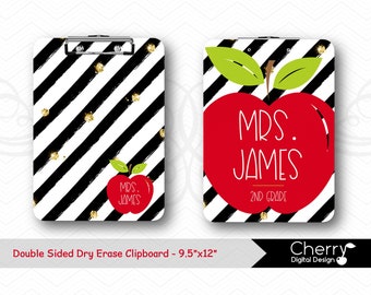 Teacher Personalized Clipboard | Black Stripe Modern Clip board | Teacher Apple