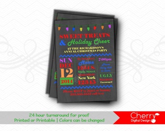 Christmas Lights Christmas Party Printable or Printed Invitations |  Fun Holiday Party Invite | Christmas Party Invitations |  Company Party