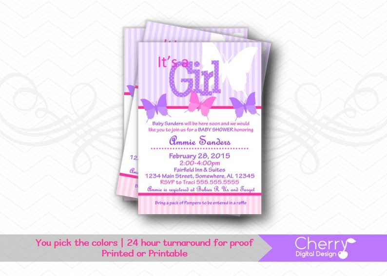 PRINTABLE or PRINTED Butterfly Printable Girl Baby Shower - Etsy