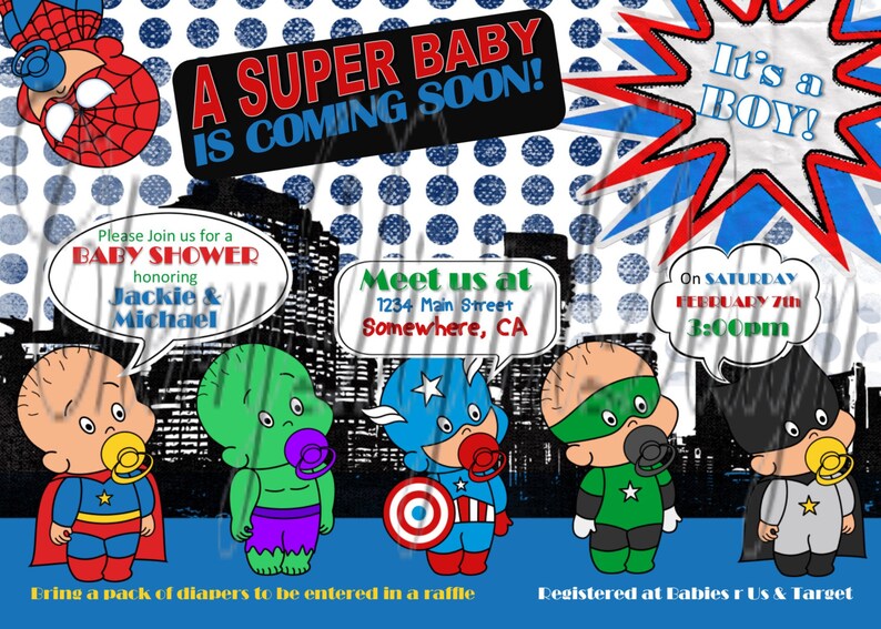 Superhero Baby Shower Invitation Superhero Invitation Etsy