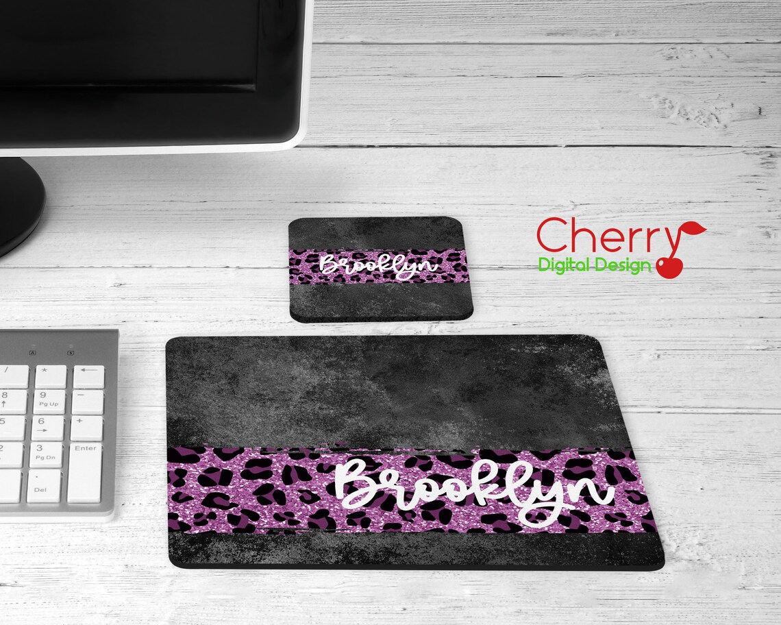 Leopard Print 2 Piece Personalized Desk Set With Rubber Etsy