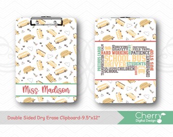 School Bus Driver Word Art Personalized Clipboard | Clip board | Bus Driver Gift