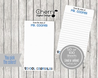 School Counselor Personalized Notepad | Small 3.4" x 5.75" | Educator Gift | Teacher Note Pad | Unique Custom Gift