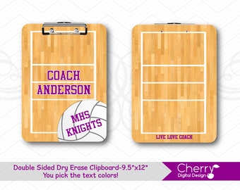 Volleyball Coach Clipboard | Personalized Coach Clip Board | Volleyball Court | Coach Gift